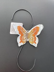 Butterfly Metal Plant S Hook Orange And Yellow 13” Long - Picture 1 of 2