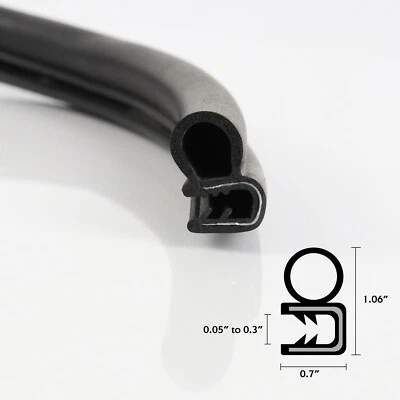 Rubber Seal Trim Lok w/Bulb Car Truck Door Bonnet Protection Black 40Feet Length - Image 1 of 4