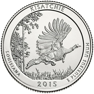 🇺🇸 US Quarter coin, American 25 cents, Kisatchie National Forest, 2015 - Image 1 of 2