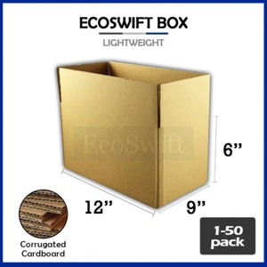 1-50 12x9x6 "EcoSwift" Cardboard Packing Mailing Shipping Corrugated Box Cartons - Picture 1 of 6