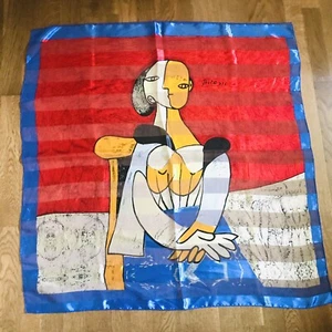 Pablo Picasso Scarf  Portrait Polyester Square 38" - Picture 1 of 3