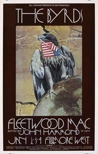 Póster original vintage Byrds, Fleetwood Mac y John Hammond 1969 Rock - Imagen 1 de 1
