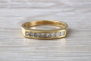 Traditional Half carat Square Princess cut Diamond set Eternity Ring - Picture 1 of 10