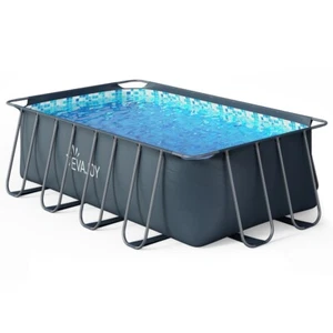 EVAJOY 7' x 14' Above Ground Metal Frame Rectangular Swimming Pool Package Kit - Picture 1 of 14