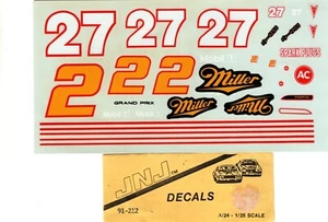 JNJ Decal #91-212   #27 Miller Grand Prix 1:24th. or 1:25th Scale NOS - Picture 1 of 1