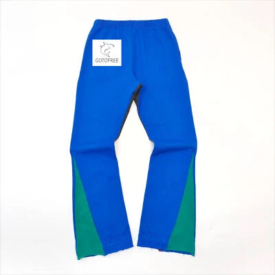 GOTOFREE MENS WOMEN GDEPT BLUE PATCHWORK SWEATPANTS SPORTS CASUAL TROUSERS PANTS - Image 1 of 4
