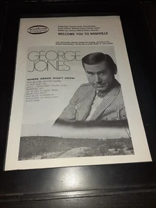 ¡Póster promocional original raro de George Jones Where Grass Won't Grow enmarcado! - Imagen 1 de 1