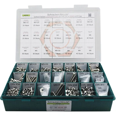 SCHRAUBEN-NIRO® Sortiment/Set Edelstahl Linsenkopfschrauben ISO 7380 VA A2 V2A Innensechskant