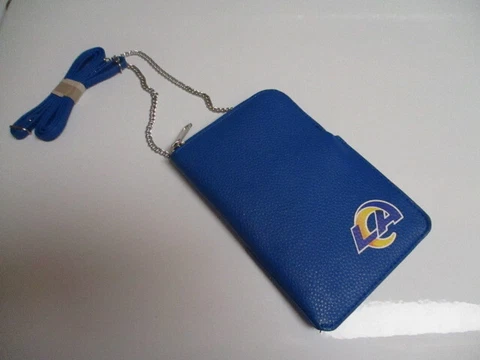 NFL Pebble Cross Body L A Rams Logo Purse Handbag New Football Blue Cover