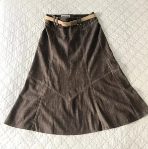 Gerry Weber Faded Brown Topstitching A-line Skirt With Belt Size UK12 LAST ONE - Picture 1 of 12