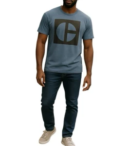 Caterpillar CAT Unisex Retro Round C Logo Graphic T-shirt Blue Heather Size XL - Picture 1 of 4