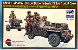BRONCO 1/35 CB35170 British 6pdr Anti-Tank Gun Airborne With 1/4Ton Truck & Crew - Foto 1 di 2