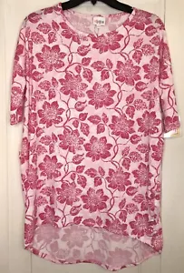 Lularoe Irma Size XXS Pink White Floral Short Sleeve Women’s Tunic Top NWT - Picture 1 of 7