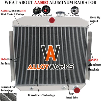 4 Row Radiator Fits 1955-1957 56 Chevrolet Bel Air/One-Fifty/Two-Ten Series L6 - Imagem 1 de 4