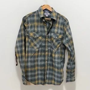 Camicia Carhartt Uomo M Perla Snap Cotone Marrone Verde Tan Plaid Vintage - Foto 1 di 8