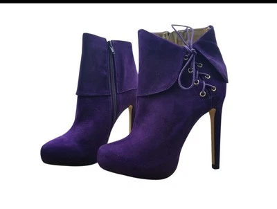NIB Thalia Sodi Womens Ohlivia Lace Up Faux Suede Ankle Booties In PLUM Size 6 - Image 1 of 4