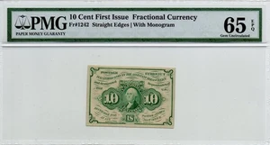 FR 1242 - 10c FIRST ISSUE FRACTIONAL - STRAIGHT EDGES w/ ABNCo - PMG 65 EPQ GEM - Picture 1 of 4