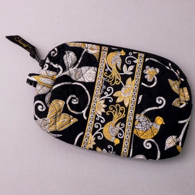 Vintage Y2K Vera Bradley Travel Cosmetic Makeup Case Bag Yellow Black Floral - Image 1 of 4