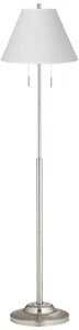 Abba Modern Floor Lamp 66" Tall Brushed Nickel White Empire Shade Living Room - Picture 1 of 4