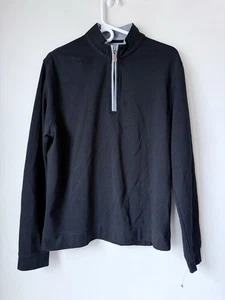 Johnnie-O Pullover Mens M Black Blue 1/4 Zip Sweater Golf Casual Long Sleeve - Picture 1 of 10