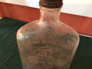 RARE Antique Embossed Glass Old Quaker Moonshine Federal Law Forbids Bottle - Picture 1 of 10