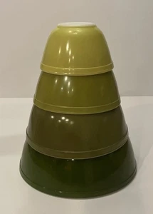 Pyrex Mixing Bowl Set of 4 Nesting Avocado Verde Green 401 402 403 404 Vintage - Picture 1 of 15