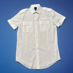Brooks Brothers camicia uomo 16 bianca United Pilot uniforme con bottoni nuova senza etichette - Foto 1 di 4
