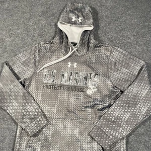 Under Armour USMC Marine Corps Geometric Print Hoodie Mens Small Fleece Liner - Picture 1 of 9