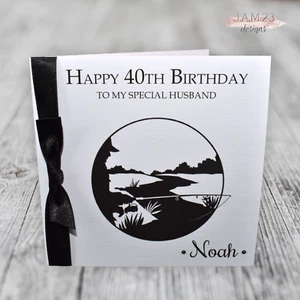 Personalised Male Fishing Birthday Card 30th 40th 50th 60th Husband Son Dad - Picture 1 of 9