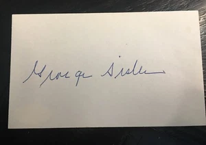 George Sisler Signed Index Card 3x5 Baseball St. Louis Browns HOF Autograph JSA - Picture 1 of 2