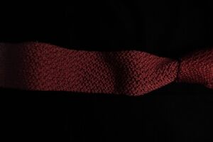 Men's Burgundy Grenadine Knit 100% Cotton Neck Tie 1.9"W x 54"L