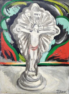 Klaus Rößler (1939 Dresden – 2018 Heringsdorf) „INRI – Böhmischer Jesus" /Öl - Bild 1 von 11