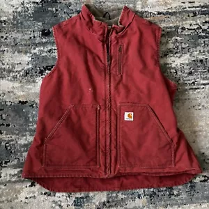 Carhartt Womens XL Sherpa Lined Vest Duck Canvas Rose WV001 VRS - Picture 1 of 16