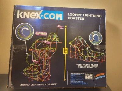 K’NEX  Loopin Lightning Roller Coaster Set 50025 98% Complete w/ Manual & Flags - Image 1 of 4