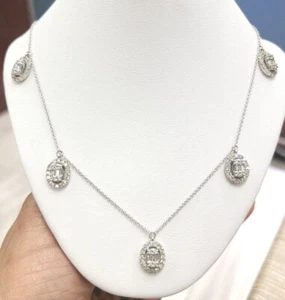 DEAL! 1.20CTW GENUINE DIAMOND LADIES DROP NECKLACE IN 14K GOLD 18" - Picture 1 of 7