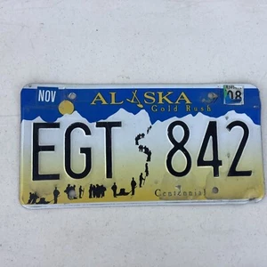 2008 Alaska Gold Rush Centennial License Plate EGT 842 - Picture 1 of 2