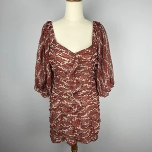 Minkpink Ladies Stretch Bodycon Puff Sleeve Dress Size M Deep Red - Picture 1 of 9
