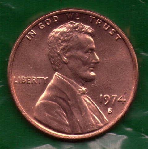 1974 S Uncirculated Penny Slot Filler or Starter Coin Cover