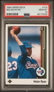 Graded 1989 Upper Deck Nolan Ryan Throwing Football #774 Card PSA 10 Gem Mint - Picture 1 of 2
