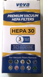 VEVA 3 Pack Premium Vacuum HEPA Filter Set Model SF-HA 30 Works W Miele S7 & U1 - Picture 1 of 3