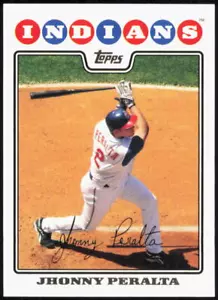 2008 Topps #336 Jhonny Peralta Cleveland Indians FACSIMILE AUTO Baseball Card - Picture 1 of 2