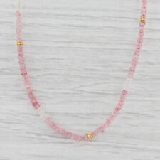 New Nina Wynn Pink Topaz Bead Necklace Sterling Gold Vermeil Adjustable Layer