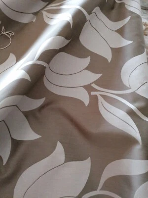 SILK slub sateen Sahco Bruno Triplet ivory beige Peppercorn maxi floral fabric - Image 1 of 4