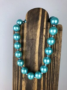 Collana Elasticizzata Candy Couture Blu Acqua Grosse Perline *Leggi - Foto 1 di 10
