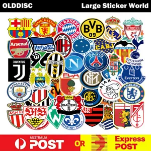 50pcs Soccer Football Team Logo Vinyl Stickers Skate Luggage Car Laptop Phone - Picture 1 of 10