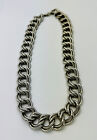 Vintage Chunky Textured Silver Tone Double Link Necklace 16”