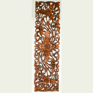 Hand Carved Wooden Decorative Wall Art Headboard mandala Yoga Lotus Sculpture - Picture 1 of 9