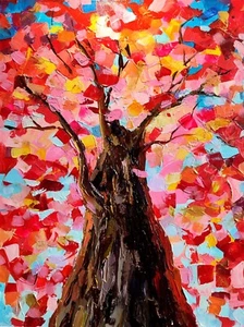 Original acrylic Tree 3D painting Focus On The Good Wall Art Optimistic Art - Picture 1 of 4