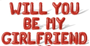 1 Set Palloncini Will You Be My Girlfriend - Argento, Oro, Lettere Rosse - Foto 1 di 1