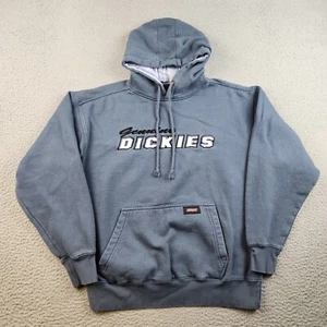 Y2K Dickies Sweatshirt Mens Medium Hooded Pocket Blue Embroidered Logo Jumper - Picture 1 of 7
